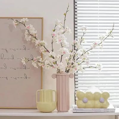 Zes Stuks Kunstmatige Kersenbloesem Takken - Faux Kersenbloemen voor Vaas, Bruiloft en Thuisdecoratie (Lichtroze)