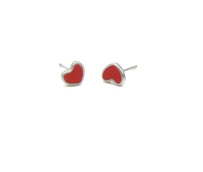 Oorbellen - oorknopjes - sieraad - oorsieraad - accessoire - zilverkleurig - rood - RVS - hartje - liefde - amour - geschenk - cadeau - feest - hip - trendy - tijdloos - chique - feest - dames - vrouwen – valentijn – cadeau