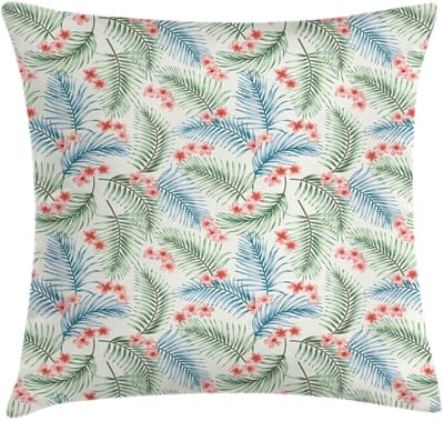ABAKUHAUS Luau Kussenhoes – Vintage Plumeria's – 40x40 cm – Ivoor