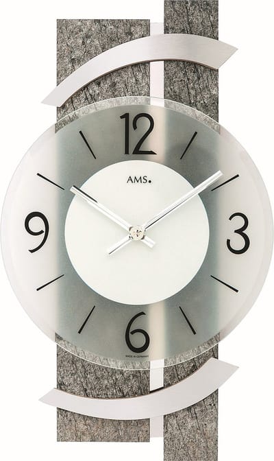 AMS Wandklok Natuursteen-Aluminium 9548