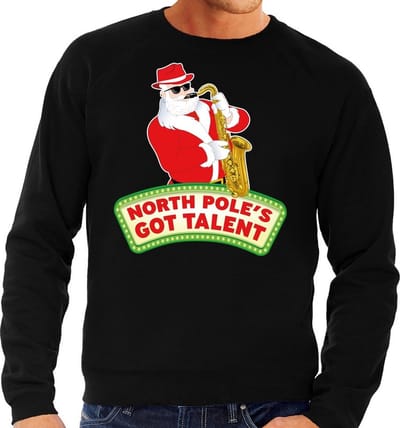 Foute kersttrui / sweater heren - zwart - North Poles Got Talent S