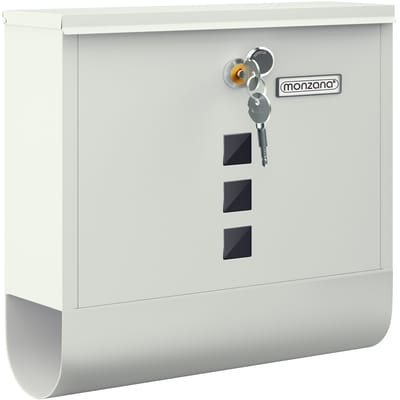 Monzana Design Brievenbus RVS – Krantenvak & 2 Sleutels - Wit