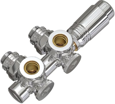 EMKE Radiatorkraan met Thermostaat - 2 in 1 Haaks/Recht Universeel - Midden Aansluitset 1/2" - 15mm & 16mm