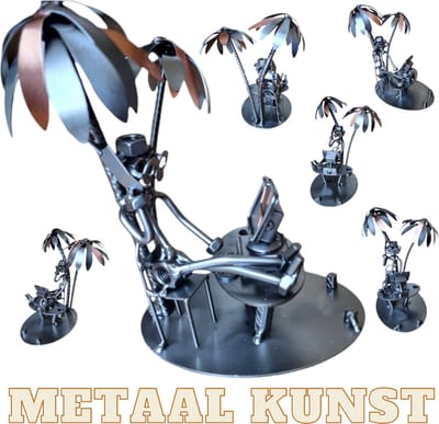 Reisbureau medewerker-metaal kunst-metaal beeld-het best cadeau-uniek-verjaardag-directeur-kantoor-sinterklas gift-kerst-geschenk