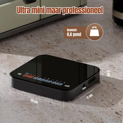 RUX® Koffie Weegschaal - Weegschaal - Scale - Max 2000 Gram - Zwart - 18cm x 17cm x 7cm ; 420g