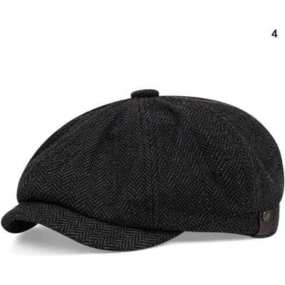 Casquettes gavroche rétro pour hommes Chapeaux octogonaux Chapeaux de peintres britanniques Bérets automne hiver Casquettes plates à chevrons Bérets hip hop Gorras 54-61CM black
