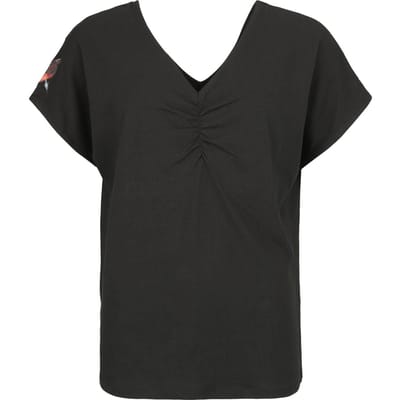 Black Premium by EMP T-shirt - T-shirt with shirred V-neck - S tot M - voor Vrouwen - zwart