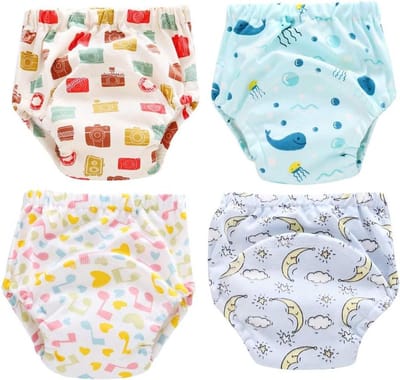 Potty Training Pants - Wasbare Luiers - Zindelijkheidstraining - Ademend Katoen - 4 Stuks - Gekleurd