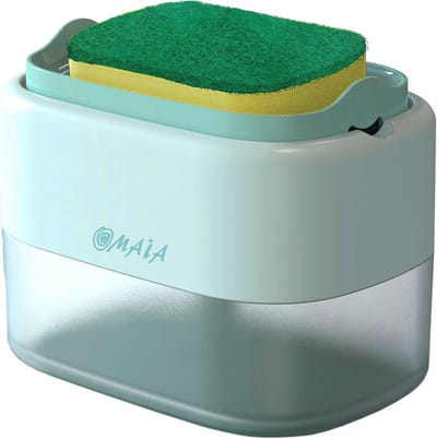 Zeepdispenser voor Gootsteen - Blauw - Organizer voor Aanrecht met Sponshouder