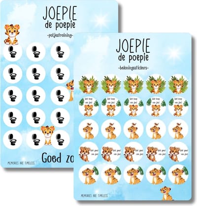 Zindelijkheidstraining Beloningssysteem voor Kinderen – Oefenen op een Potje met Stickervel en Beloningskaart - Tijger