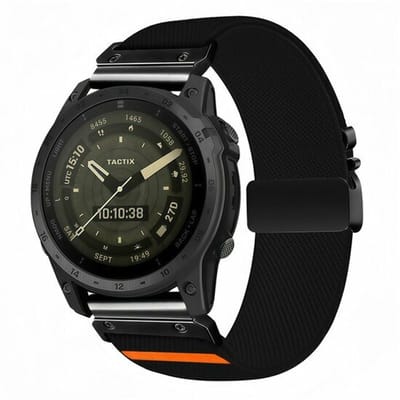 By Qubix - Geschikt voor Garmin bandje - 20mm Quickfit - Nylon bandje met parachute sluiting - Zwart - Geschikt voor Garmin Fenix 7s/6s/5s / Instinct 2s / Epix Pro Gen 2 (42mm)
