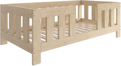 Need Sleep – Veilig Peuterbed 70x140 cm – Montessori Bedje met Hoge Valbeveiliging – Massief Hout – Naturel