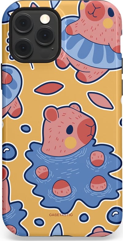 Casetastic Hoesje Geschikt voor Apple iPhone 12/12 Pro Magsafe - Stijlvolle Beschermende Duo-layer Case - Capibara plons