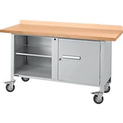 Mobiele werkbank Schäfer Shop Select PWi 150-1, beuken multiplex blad, tot 400 kg, B 1500 x D 700 x H 840 mm