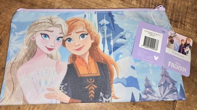 Disney Frozen - Elsa en Anna - canvas etui xl - 14 x 25 cm - tasje met rits - pennenzak - pastel