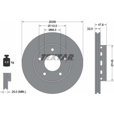 Remschijf TEXTAR 92174205 achter, geventileerd, sterk gecarboniseerd, 1 Stuk