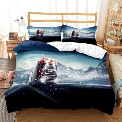 Scania Vrachtwagen Dekbedovertrek Set 3D Print Zacht Dekbedovertrek Microvezel Beddengoed Set Trendy Vrachtwagen Quilt Hoes Voor Kamerdecoratie 2/3 Stuks Us Queen 228x228cm