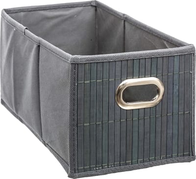 5Five Opbergmand/kastmand - grijs - linnen/bamboe - 15 x 14 x 31 cm - 6.5 liter - Vakkenkast manden