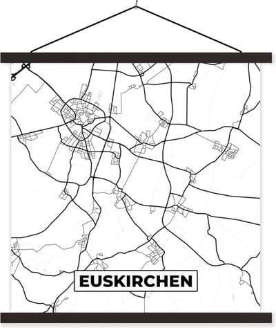 Posterhanger incl. Poster 60x60 cm - Schoolplaat - Plattegrond - Kaart - Euskirchen - Stadskaart - Textielposter - Zwarte latten - Stadskaart