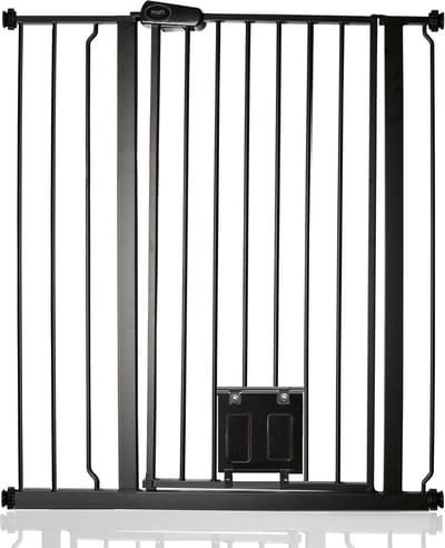 Bettacare Hoog Hek met Kattenluik, 87,9cm - 95,5cm, Zwart, 104cm Hoog