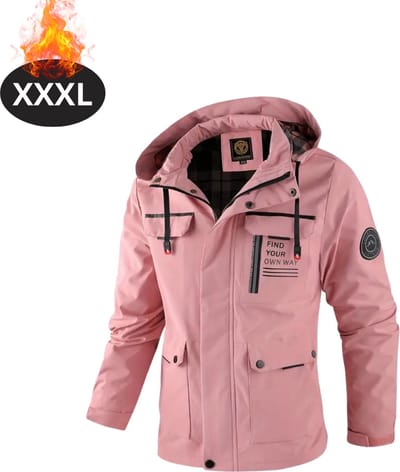 Bovista Windjas Voor Heren - Windjack - Waterdicht - Jas Met Capuchon - Outdoorjas - Volwassen - Roze - Maat XXXL