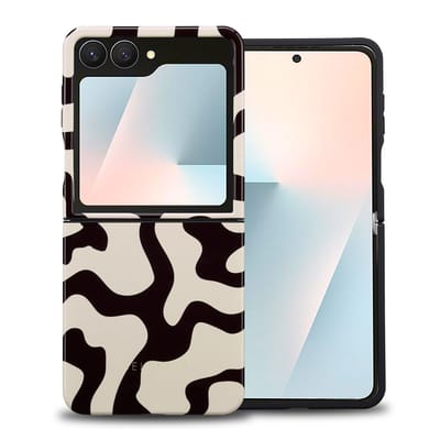 Selencia Hoesje - Geschikt voor Samsung Galaxy Z Flip 7 - Backcover - Art Wave Black