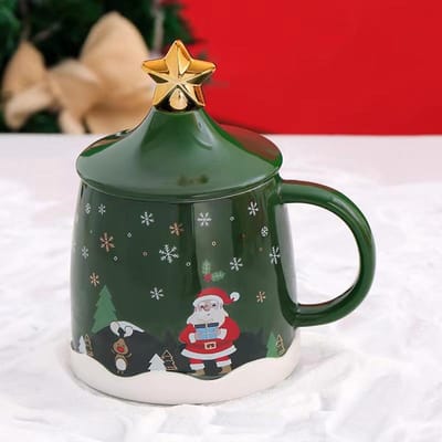 Kerstmok Hoge Waarde Creatieve Keramische Kop Kerstman Koffiekop Cadeaudoos Souvenir Waterbeker Cadeau 301-400ml