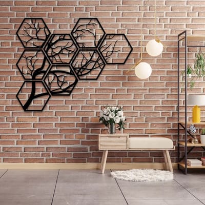 Zwarte Levensboom Wanddecoratie – Handgemaakt en Duurzaam 114 x 91 cm