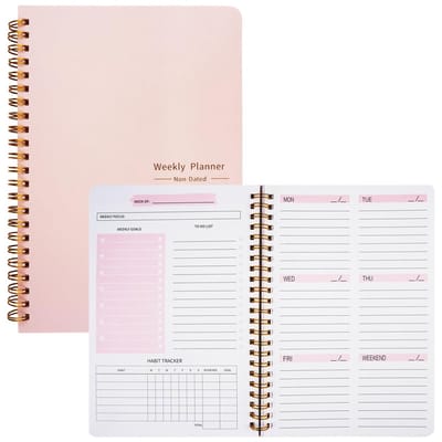 Dailygoods- Weekplanner Ongedateerd - 52 Vellen - Doelstellingen/Takenlijst - Waterdichte PP-omslag - Harde Kaft - 20,8x14 cm - Planningsboek