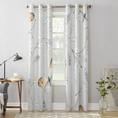 Abstracte Vlinder En Bladeren Raamgordijnen Voor Woonkamer Slaapkamer Luxe Modern Keukengordijnen Stoffen Gordijnen 135W x 135H(cm) x1