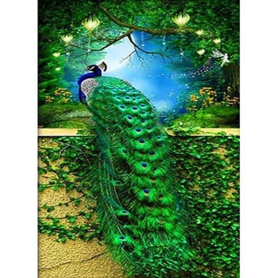 Peinture diamant 5D à faire soi-même, mosaïque d'animaux paon, broderie au point de croix 20X30CM blue
