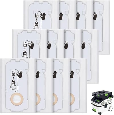Stofzakken voor Festool CT MINI, CT MIDI en CT MIDI I - 12 Stuks Geschikt voor Stofafzuigers, Hoge Kwaliteit en Duurzaam Gebruik
