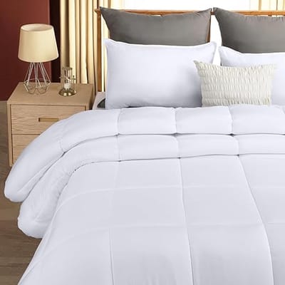 Bedding Dekbed 135x200 cm, 280 GSM Microvezel Dekbed met hoeklabels - Gestikt donzen alternatief Dekbed (Wit)