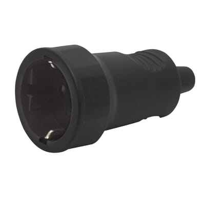 Inline Schuko Contra Stekker Zwart – Losse In-Line Stopcontact – AC Socket 230V 16A – Montagebare Stekkerdoos Voor Snoerverbindingen En Elektrische Apparaten [05939]