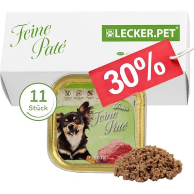 11 x 150 g Lecker.Pet® Josie's Feine Paté rijk aan kalfsvlees hondenvoer natvoer compleet voer