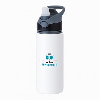 Hacebo® - ik ben kok wat is jouw superkracht? waterfles met rietje zwart - Kok - iemand die goed kan koken - mensen die kok zijn - kook liefhebbers - verjaardagscadeau - verjaardag - cadeau - kado - geschenk - gift - water fles - 650ML