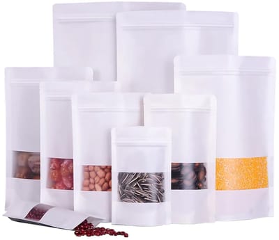 Dailygoods- Papieren Zakken 50 Stuks - Papieren Zakken Bruin - Papieren Draagtassen - Verzegelbare Zakken - Kraft Zakken met Venster - Waterdicht Membraan