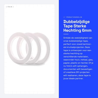 Dailygoods- Dubbelzijdige Tape Extra Sterk - 3 Rollen - 6mm Breed - 30 Meter per Rol - Multifunctioneel - Geschikt voor Hout/Metaal/Glas - Plakband