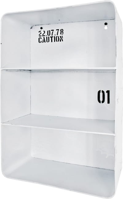 Wandbox – Vintage wit staal – 3 planken – 30x15x45 cm – Compacte wandkast