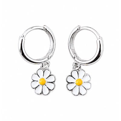 Daisy / Madelief Oorringen - Zilverkleurig | 1,2 x 2,2 cm | Bijoux/Messing | Fashion Favorite