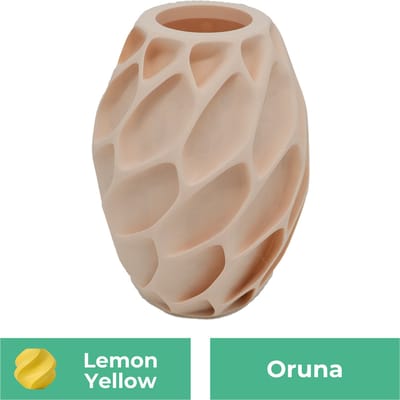 Oruna organische vaas – Decoratieve vaas - Citroen Geel - 3d geprinte vaas – geschikt voor droogbloemen - 20CM