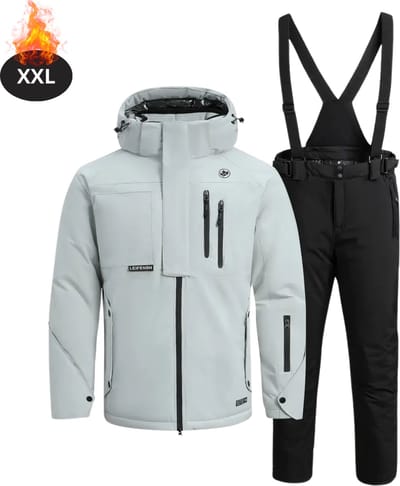 Bovista Skipak - SkiBroek - Skijas - Ski Suit - Wintersport - Heren - 2-Delig - Lichtgrijs - Maat XXL