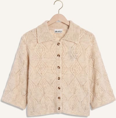 Object Objkaisa Flora 3/4 Lo Knit Cardigan Noos Truien & vesten Dames - Sweater - Hoodie - Vest- Beige - Maat M