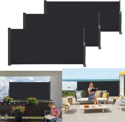 100x300cm Uitklapbaar Tuinscherm Zijkantluifel Windbescherming Luifels Van 180g/㎡ Polyester Mobiele Zonwering Muurluifel Tuinscherm Voor Balkon Terras Patio (Donkergrijs) Naizy