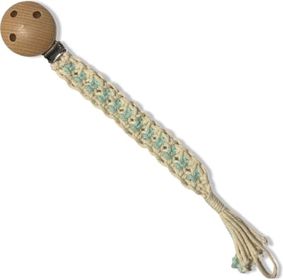 Speenkoord 'Cookie' - Wit en Mintgroen - Katoenkoord - Handgemaakt in ons Macramé Atelier - Prijs per Stuk - Inclusief Verzendkosten