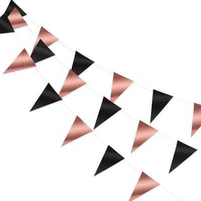 Q2P - Slingers - Verjaardag - Versiering - Vlaggenlijn - Feestartikelen - Feest - Decoratie - Slinger - Rose Goud - Zwart