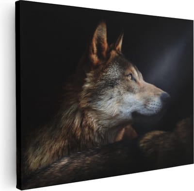 Artaza Canvas Schilderij Wolf - 80x60 cm - Wanddecoratie Dierenkop - Muurdecoratie Dieren - Schilderijen Op Canvas