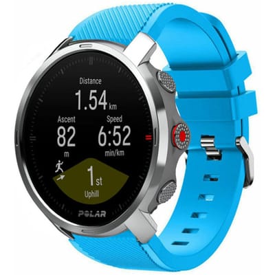 Strap-it Twill silicone horlogeband - geschikt voor Polar Vantage M / M2 / V3 / Grit X / Grit X(2) Pro - lichtblauw