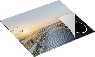 Chefcare Inductie Beschermer Voetpad met Zee en Vogels - 60x50 cm - Afdekplaat Inductie - Kookplaat Beschermer - Inductie Mat