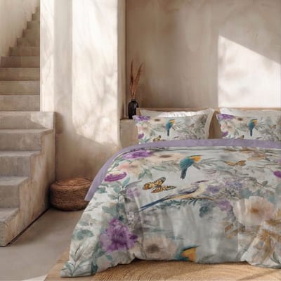 Dekbed-Discounter - Presence Dekbedovertrek 140 x 200/220 cm - Verkoelend Percale Katoen - Korte instopstrook - Wassen op 40 graden - Inclusief 1 kussensloop - Tropic Fade